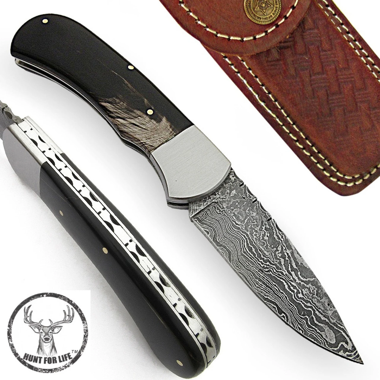 Hunt For Life Deadlock Damascus Slipjoint Pocket Knife 4 Hunt For Life Deadlock Damascus Slipjoint Pocket Knife - Image 4
