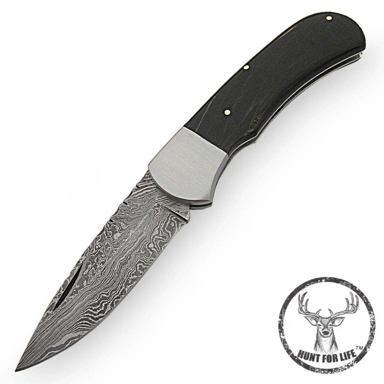 Hunt For Life Deadlock Damascus Slipjoint Pocket Knife 2 Hunt For Life Deadlock Damascus Slipjoint Pocket Knife - Image 2