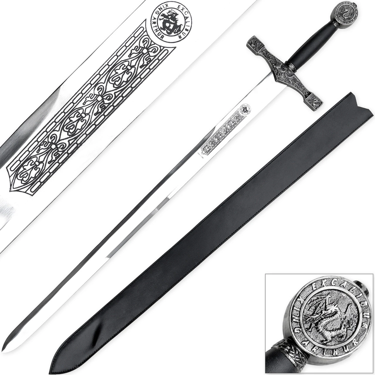King Arthur Deluxe Stainless Steel Replica Excalibur Longsword 1 King Arthur Deluxe Stainless Steel Replica Excalibur Longsword