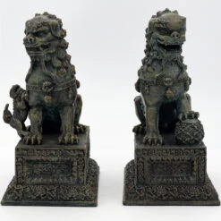 Ancient Guard Chinese Guardian Lion Fu Foo Dog Statuettes Bookends Pair 7 Ancient Guard Chinese Guardian Lion Fu Foo Dog Statuettes Bookends Pair -Daggers Store 5511 37974.1657130120