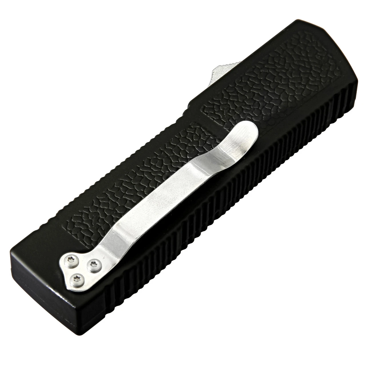 Steel Shadow Automatic Functional Black Textured Out The Front Drop Point OTF Knife W/ Belt Clip 5 Steel Shadow Automatic Functional Black Textured Out The Front Drop Point OTF Knife W/ Belt Clip - Image 5