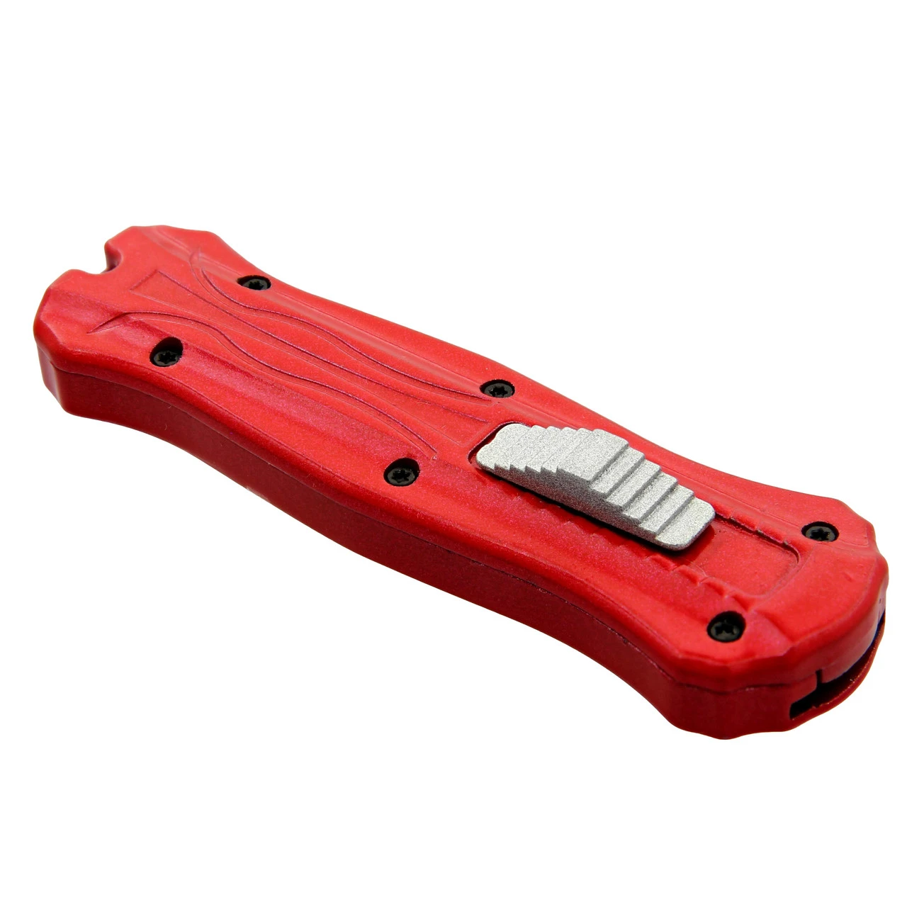 Red Fruit Automatic Mini California Legal Double Edge Out The Front OTF Knife W/ Contoured Handle & Belt Clip 3 Red Fruit Automatic Mini California Legal Double Edge Out The Front OTF Knife W/ Contoured Handle & Belt Clip - Image 3