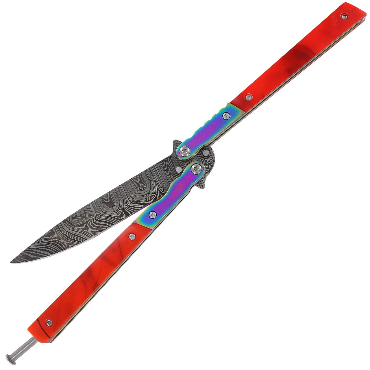 Heavy Duty Whiskey Outlaw Balisong Damascus Knife 1 Heavy Duty Whiskey Outlaw Balisong Damascus Knife