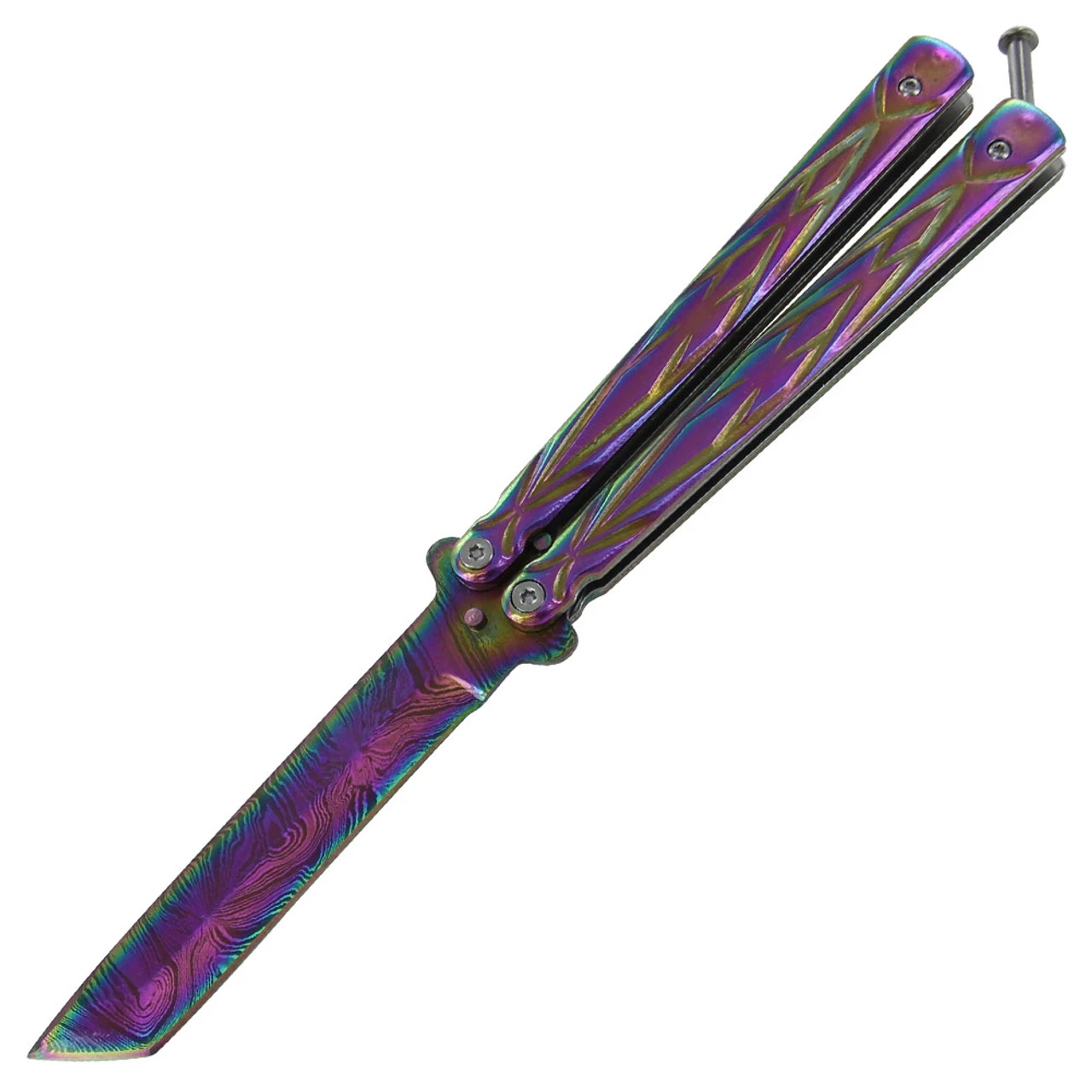 Damascus Steel Nuclear Reactor Butterfly Knife 3 Damascus Steel Nuclear Reactor Butterfly Knife - Image 3