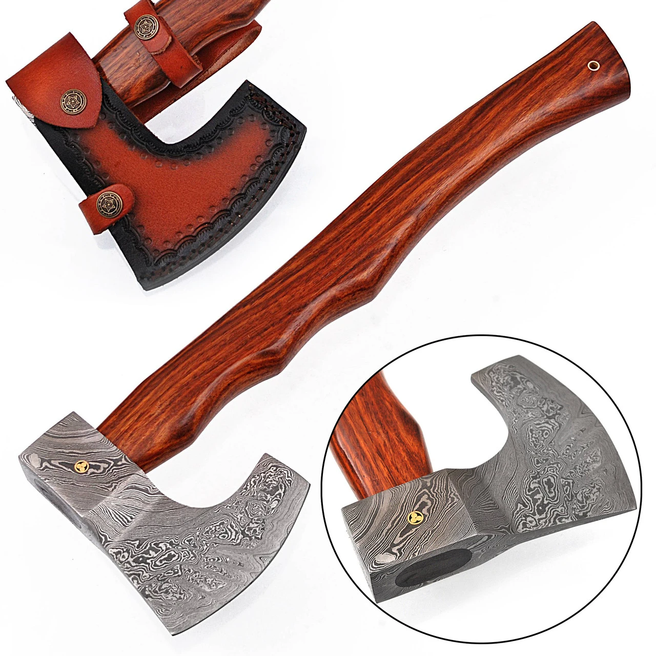 Descendant Of The Gods Damascus Steel Functional Bearded Outdoor Axe 1 Descendant Of The Gods Damascus Steel Functional Bearded Outdoor Axe