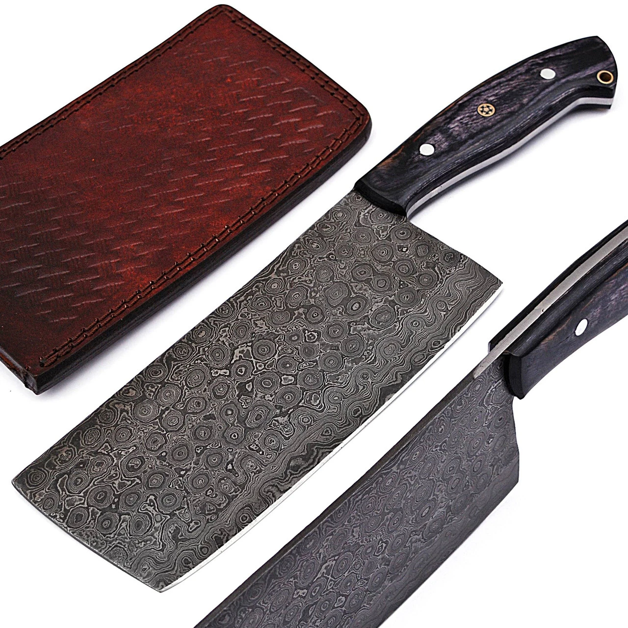 Hannibal Damascus Steel Full Tang Cleaver Knife 1 Hannibal Damascus Steel Full Tang Cleaver Knife