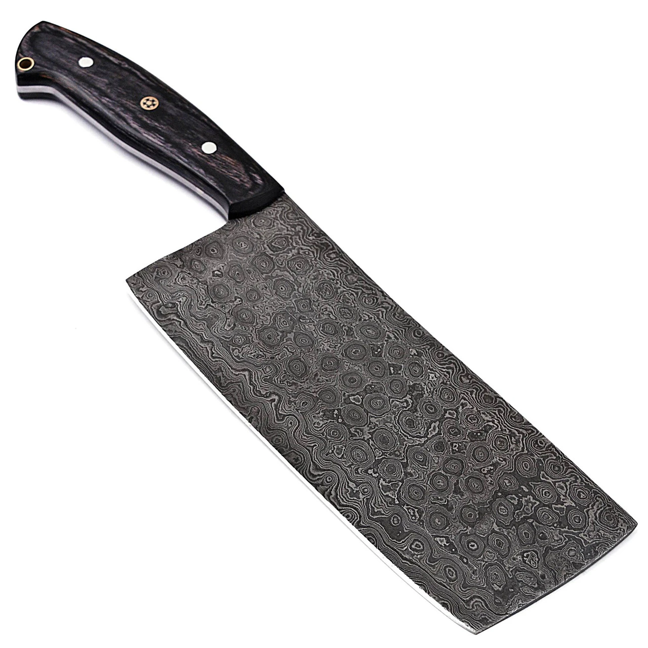 Hannibal Damascus Steel Full Tang Cleaver Knife 4 Hannibal Damascus Steel Full Tang Cleaver Knife - Image 4