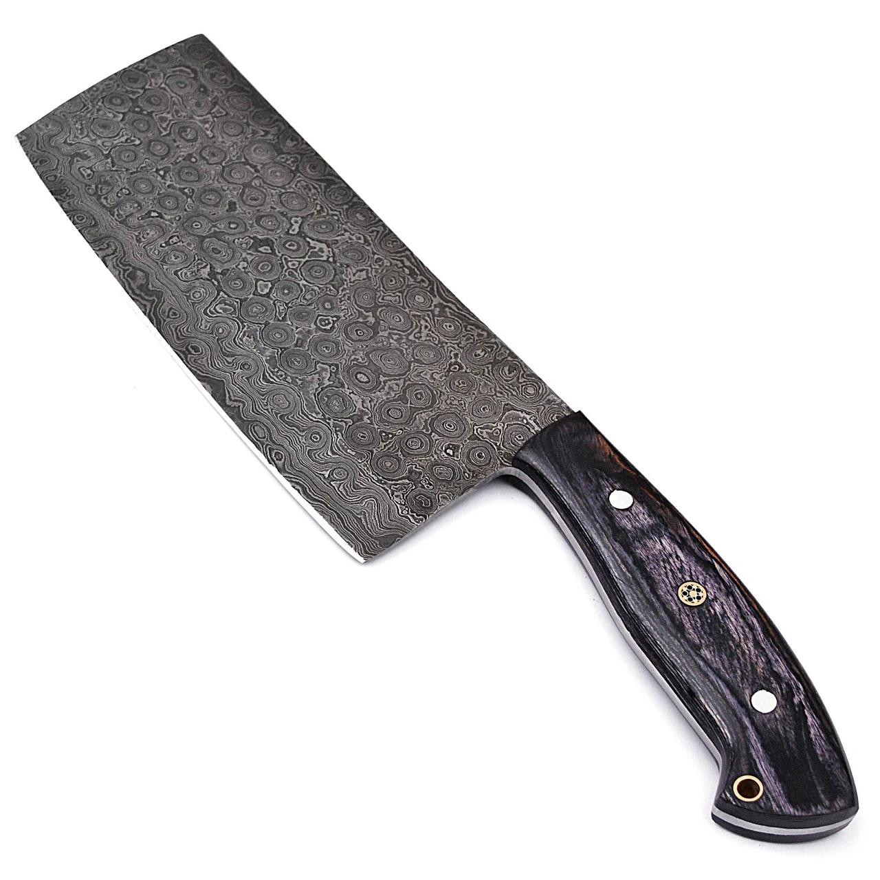 Hannibal Damascus Steel Full Tang Cleaver Knife 2 Hannibal Damascus Steel Full Tang Cleaver Knife - Image 2