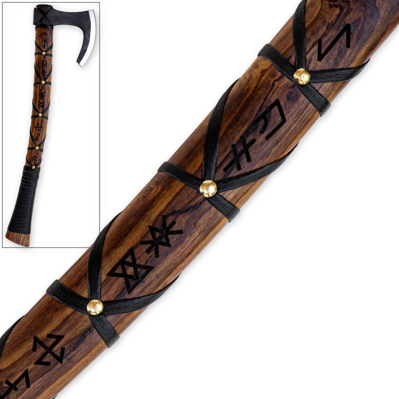 Shade Blaze Hand Forged Functional Rune Engraved Outdoor Viking Bearded Skeggøx Axe 4 Shade Blaze Hand Forged Functional Rune Engraved Outdoor Viking Bearded Skeggøx Axe - Image 4