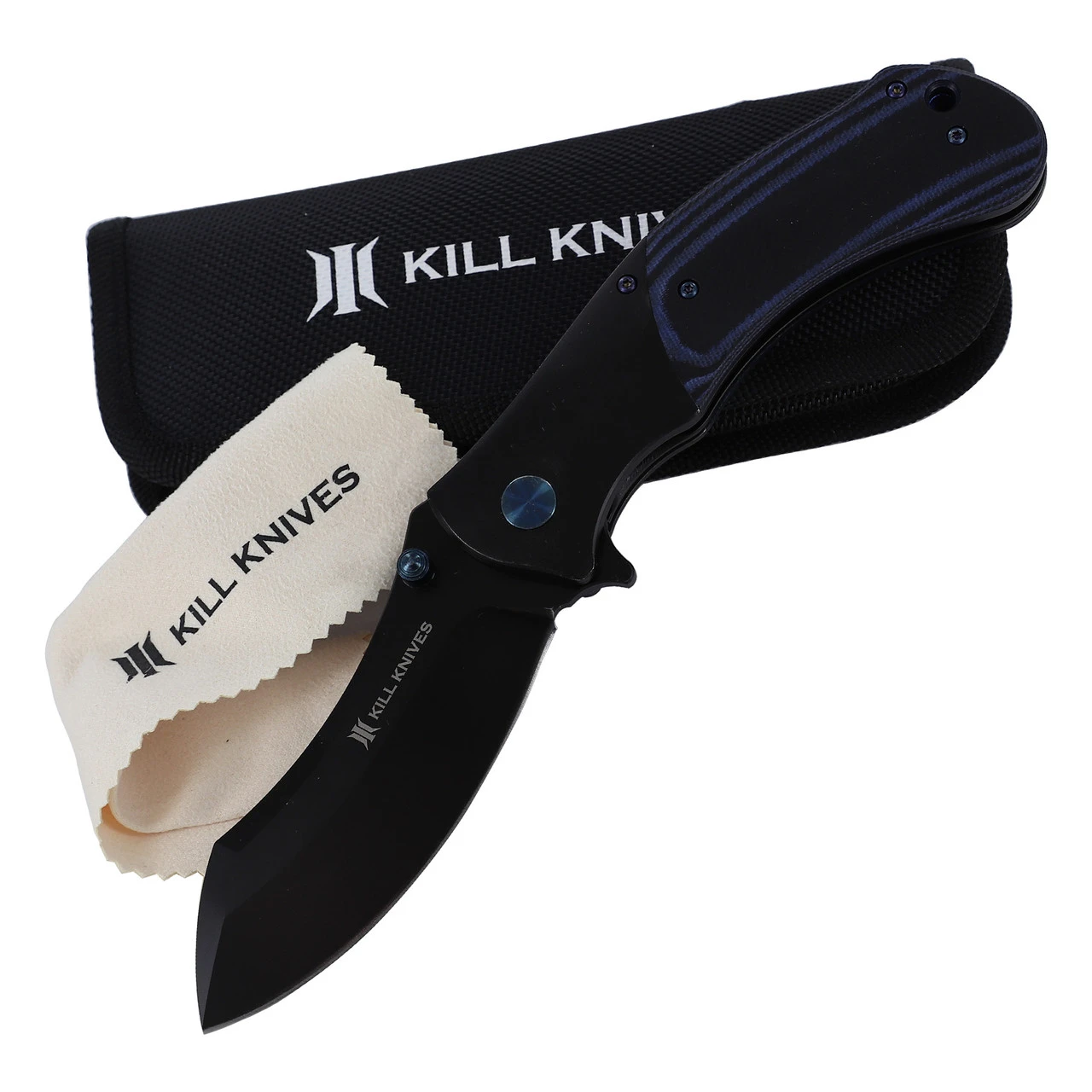 KILL™ Blue Racer Heavy Duty Ball Bearing Spring Assisted Nessmuk Blade Pocket Knife 2 KILL™ Blue Racer Heavy Duty Ball Bearing Spring Assisted Nessmuk Blade Pocket Knife - Image 2