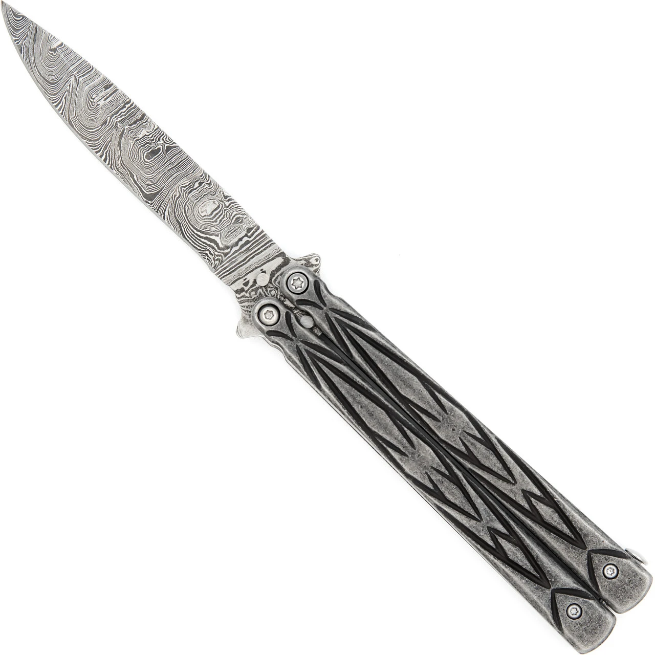 Butterfly Sudden Fatality Tribal Balisong Fanning Knife | Damascus Steel Blade 1 Butterfly Sudden Fatality Tribal Balisong Fanning Knife | Damascus Steel Blade