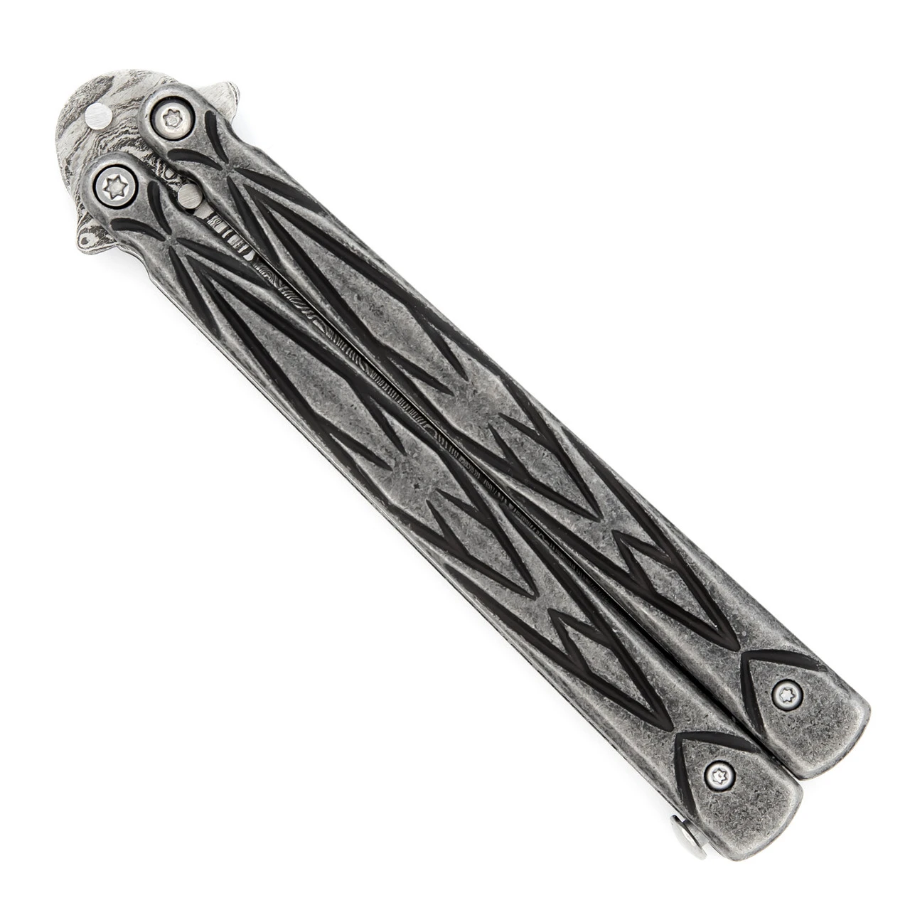 Butterfly Sudden Fatality Tribal Balisong Fanning Knife | Damascus Steel Blade 2 Butterfly Sudden Fatality Tribal Balisong Fanning Knife | Damascus Steel Blade - Image 2