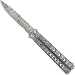 Daggers Store 29 Steel Coal Strike Butterfly Knife | Damascus Steel Drop Point Blade