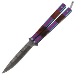 Daggers Store 37 Double Feature Damascus Steel Heavy Duty Fanning Butterfly Knife