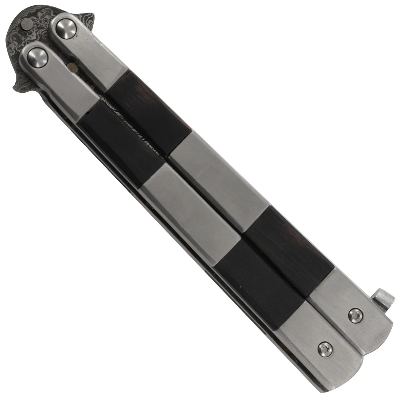 Horror Show Damascus Steel Heavy Duty Fanning Butterfly Knife 3 Horror Show Damascus Steel Heavy Duty Fanning Butterfly Knife - Image 3