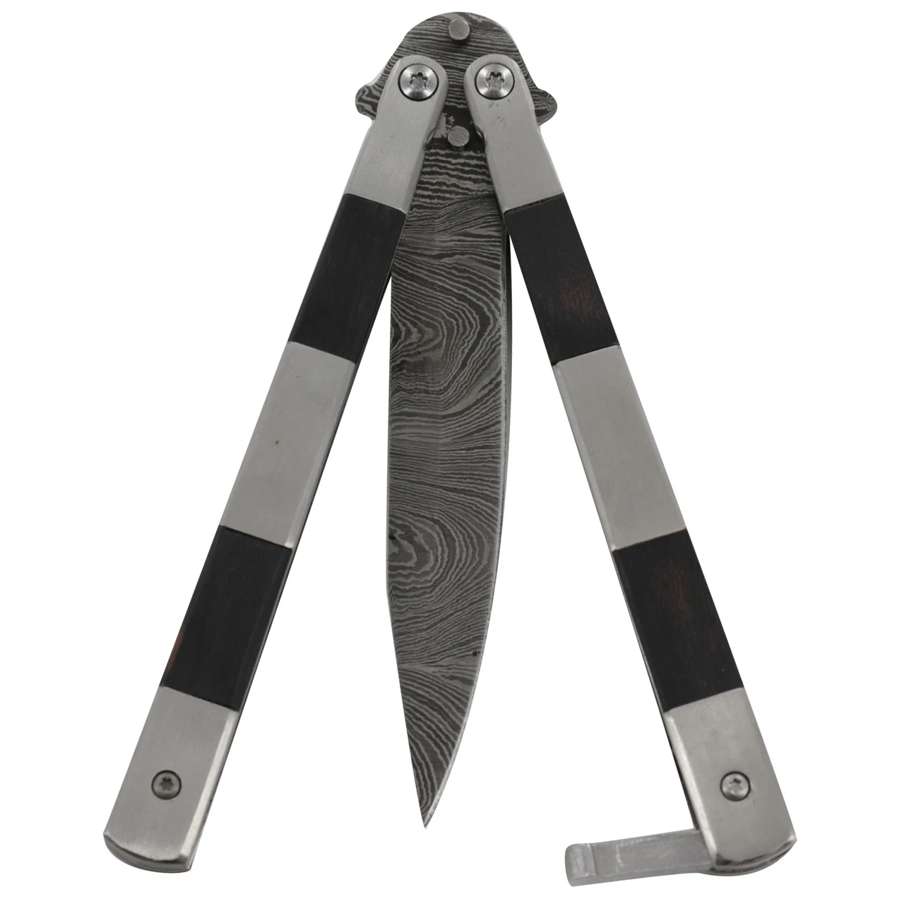 Horror Show Damascus Steel Heavy Duty Fanning Butterfly Knife 2 Horror Show Damascus Steel Heavy Duty Fanning Butterfly Knife - Image 2