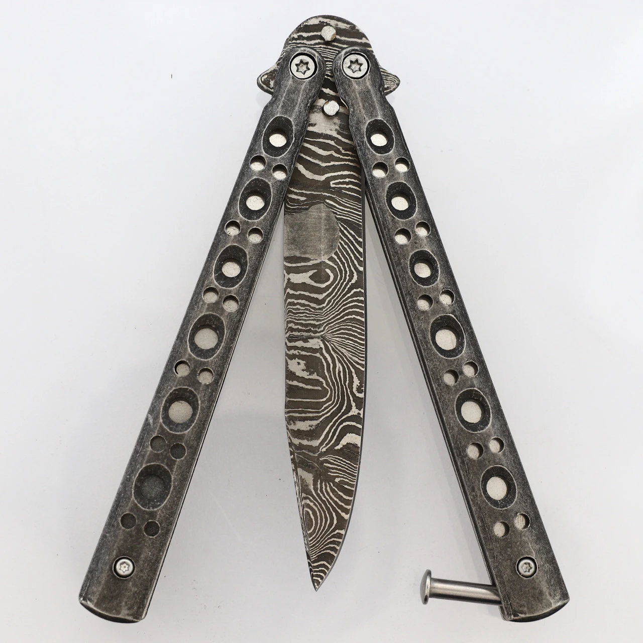 Shattered Without Hesitation Tanto Balisong Butterfly Knife | Damascus Steel Blade | Drop Point 2 Shattered Without Hesitation Tanto Balisong Butterfly Knife | Damascus Steel Blade | Drop Point - Image 2