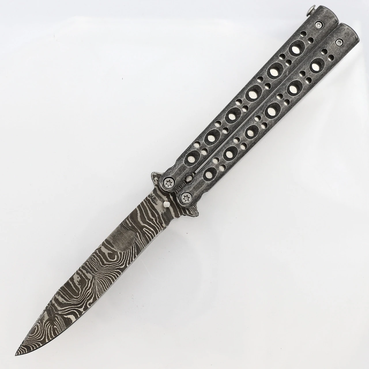 Shattered Without Hesitation Tanto Balisong Butterfly Knife | Damascus Steel Blade | Drop Point 1 Shattered Without Hesitation Tanto Balisong Butterfly Knife | Damascus Steel Blade | Drop Point
