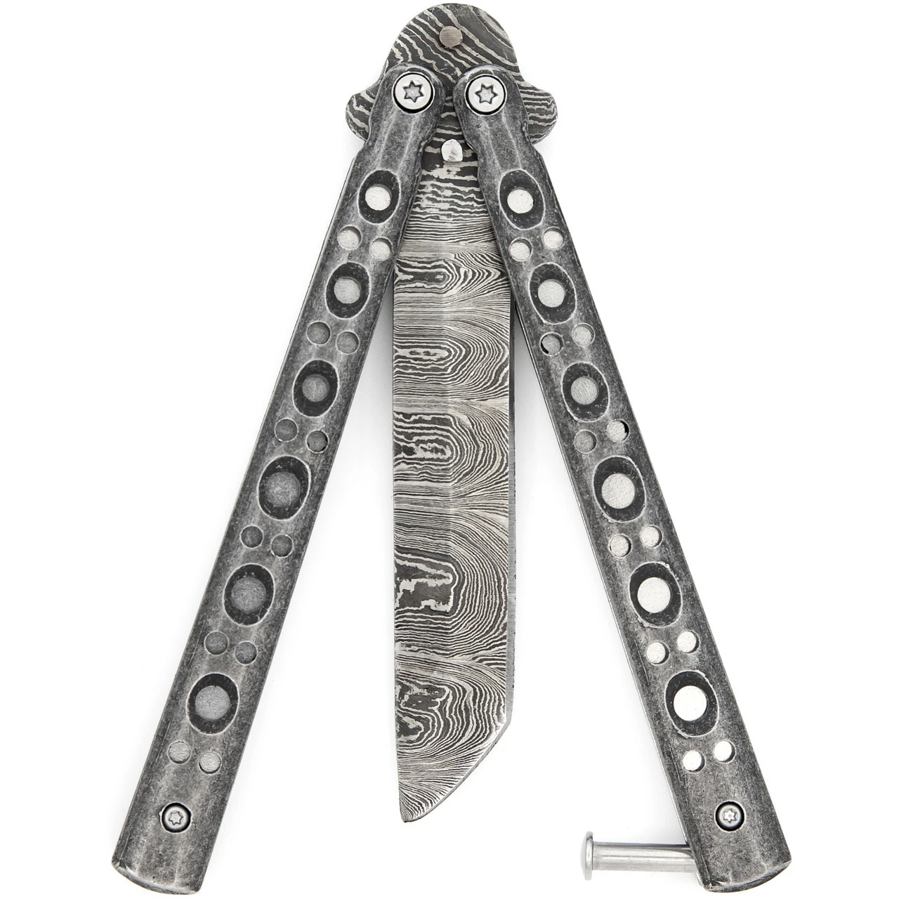 Shattered Without Hesitation Tanto Balisong Butterfly Knife | Damascus Steel Blade | Tanto Point 3 Shattered Without Hesitation Tanto Balisong Butterfly Knife | Damascus Steel Blade | Tanto Point - Image 3