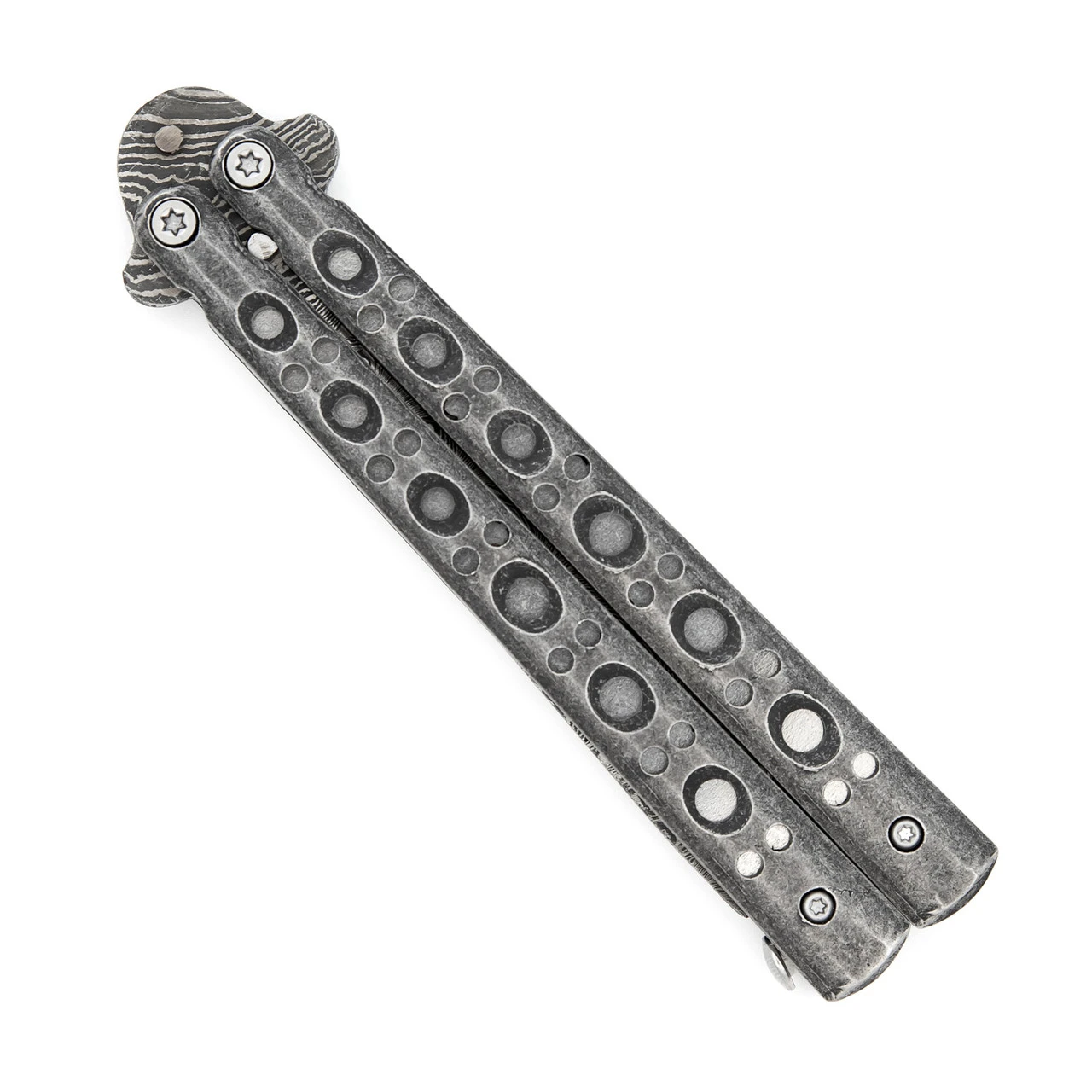 Shattered Without Hesitation Tanto Balisong Butterfly Knife | Damascus Steel Blade | Tanto Point 2 Shattered Without Hesitation Tanto Balisong Butterfly Knife | Damascus Steel Blade | Tanto Point - Image 2