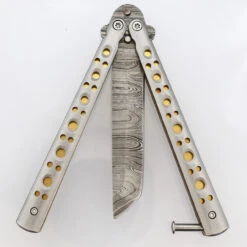 Gold Panning Clip Point Balisong Butterfly Knife Flipper | Damascus Steel Blade | Tanto Point 9 Gold Panning Clip Point Balisong Butterfly Knife Flipper | Damascus Steel Blade | Tanto Point -Daggers Store BF2489 D2 02 08050.1691079983