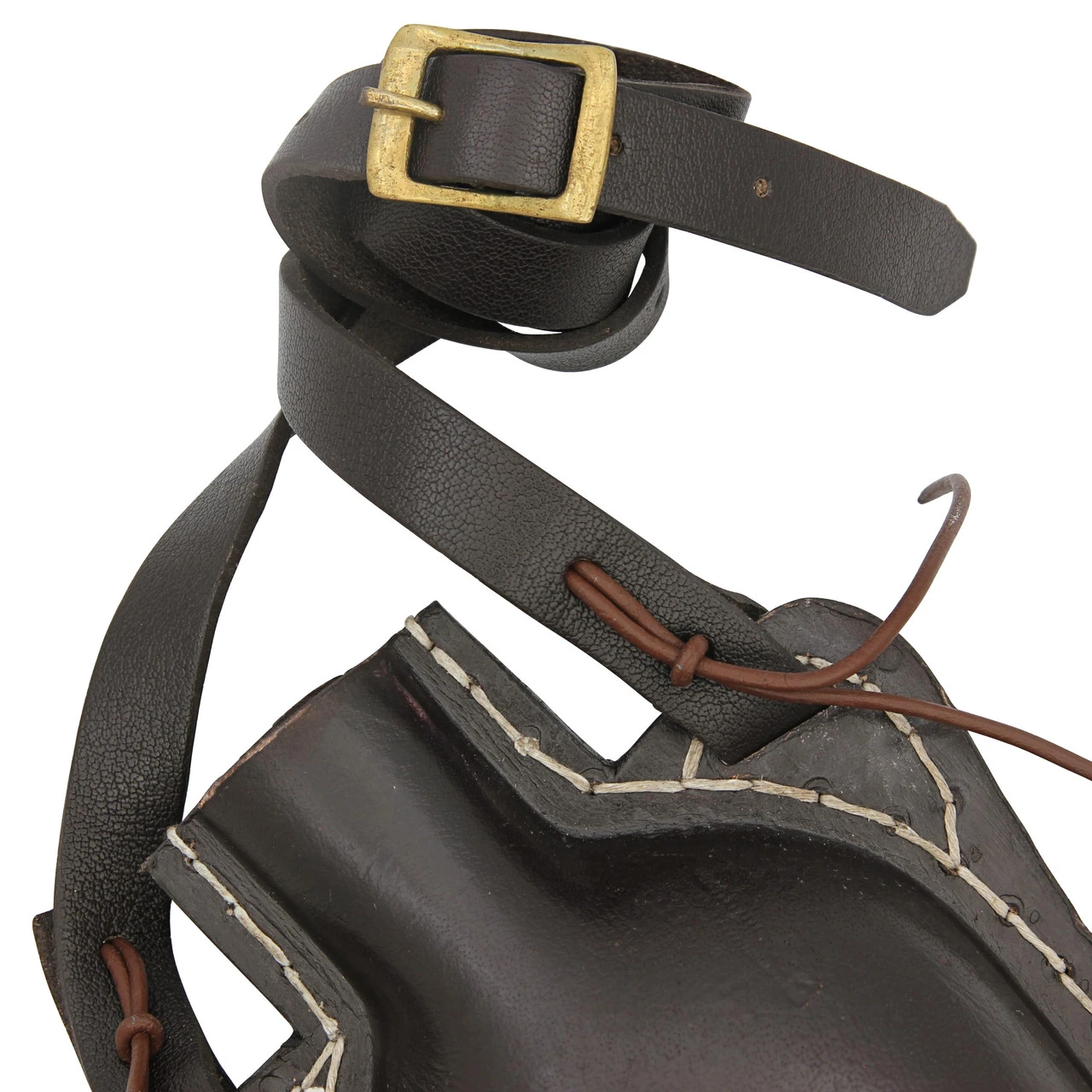 Hoof It 48 Oz. Natural Handmade Dark Brown Genuine Leather Drinking Bottle Canteen W/ Leather Shoulder Strap & Wooden Stopper 2 Hoof It 48 Oz. Natural Handmade Dark Brown Genuine Leather Drinking Bottle Canteen W/ Leather Shoulder Strap & Wooden Stopper - Image 2