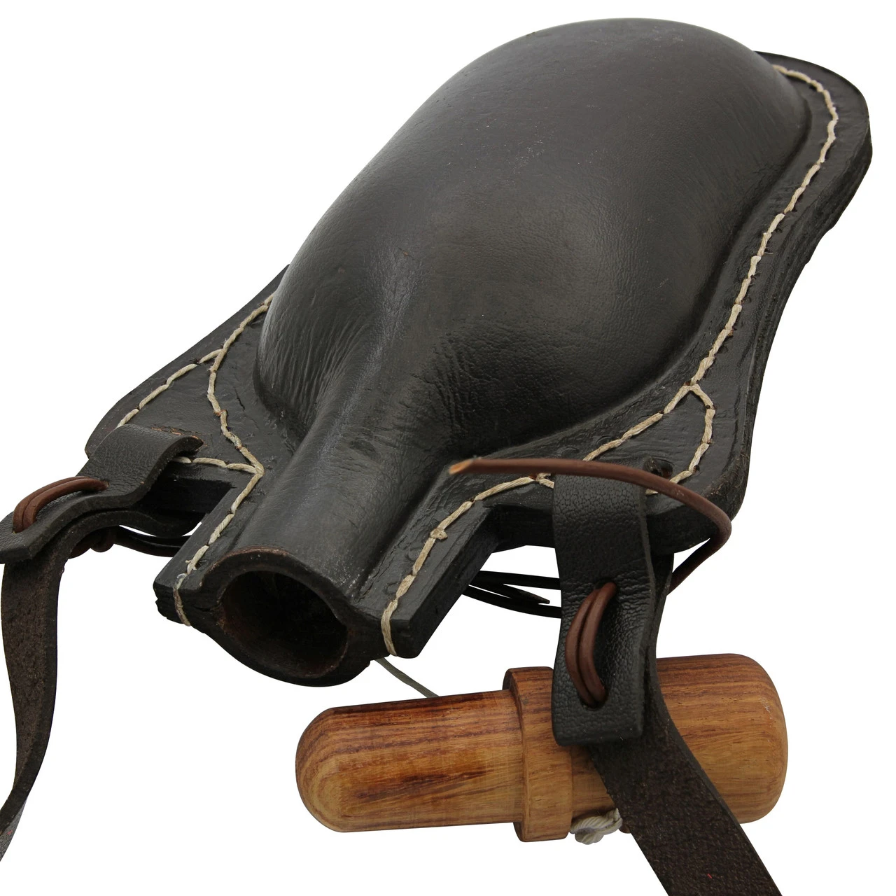 Hoof It 48 Oz. Natural Handmade Dark Brown Genuine Leather Drinking Bottle Canteen W/ Leather Shoulder Strap & Wooden Stopper 3 Hoof It 48 Oz. Natural Handmade Dark Brown Genuine Leather Drinking Bottle Canteen W/ Leather Shoulder Strap & Wooden Stopper - Image 3