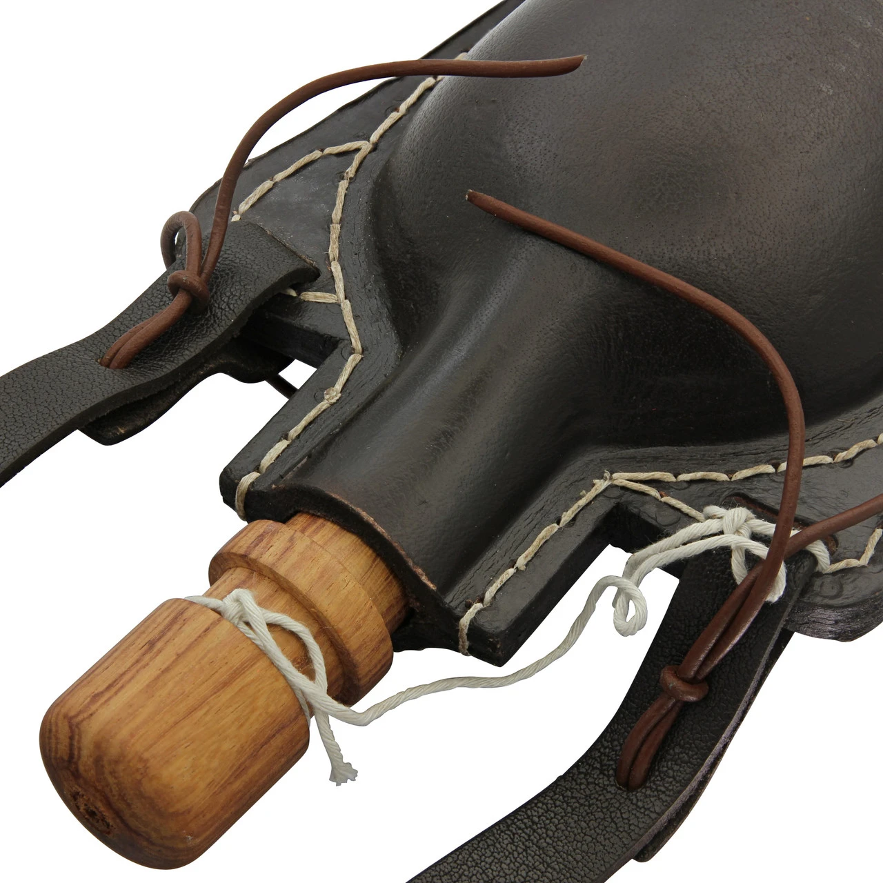 Hoof It 48 Oz. Natural Handmade Dark Brown Genuine Leather Drinking Bottle Canteen W/ Leather Shoulder Strap & Wooden Stopper 5 Hoof It 48 Oz. Natural Handmade Dark Brown Genuine Leather Drinking Bottle Canteen W/ Leather Shoulder Strap & Wooden Stopper - Image 5