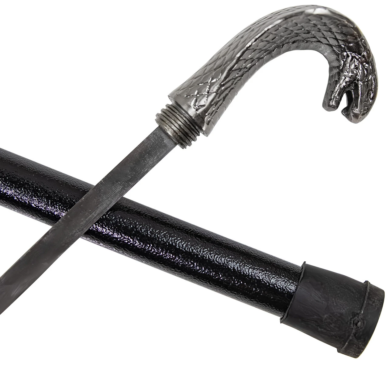 Poison Lightning Cobra Snake Pewter Finish Costume Walking Sword Cane W/ Rubber Stopper 2 Poison Lightning Cobra Snake Pewter Finish Costume Walking Sword Cane W/ Rubber Stopper - Image 2