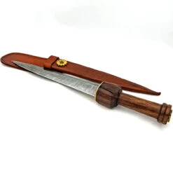 Divine Judgement Ornate Damascus Steel Ceremonial Dagger | Leather Sheath Included -Daggers Store DGD2945 03285.1661454091