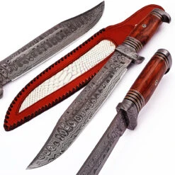 Hunt For Life Bayou Dweller Damascus Steel Bowie Hunting Knife