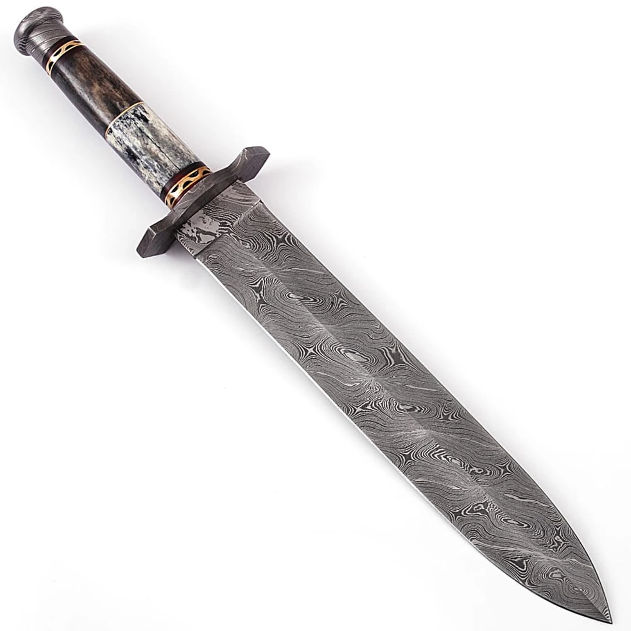 Legion Of The Damned Damascus Steel Dagger With Leather Sheath 2 Legion Of The Damned Damascus Steel Dagger With Leather Sheath - Image 2