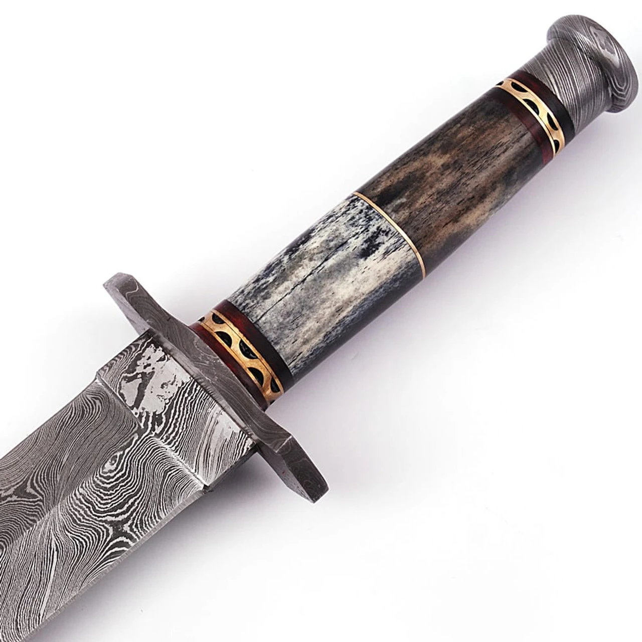 Legion Of The Damned Damascus Steel Dagger With Leather Sheath 3 Legion Of The Damned Damascus Steel Dagger With Leather Sheath - Image 3