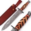 Arabian Nights Damascus Steel Dagger With Leather Sheath