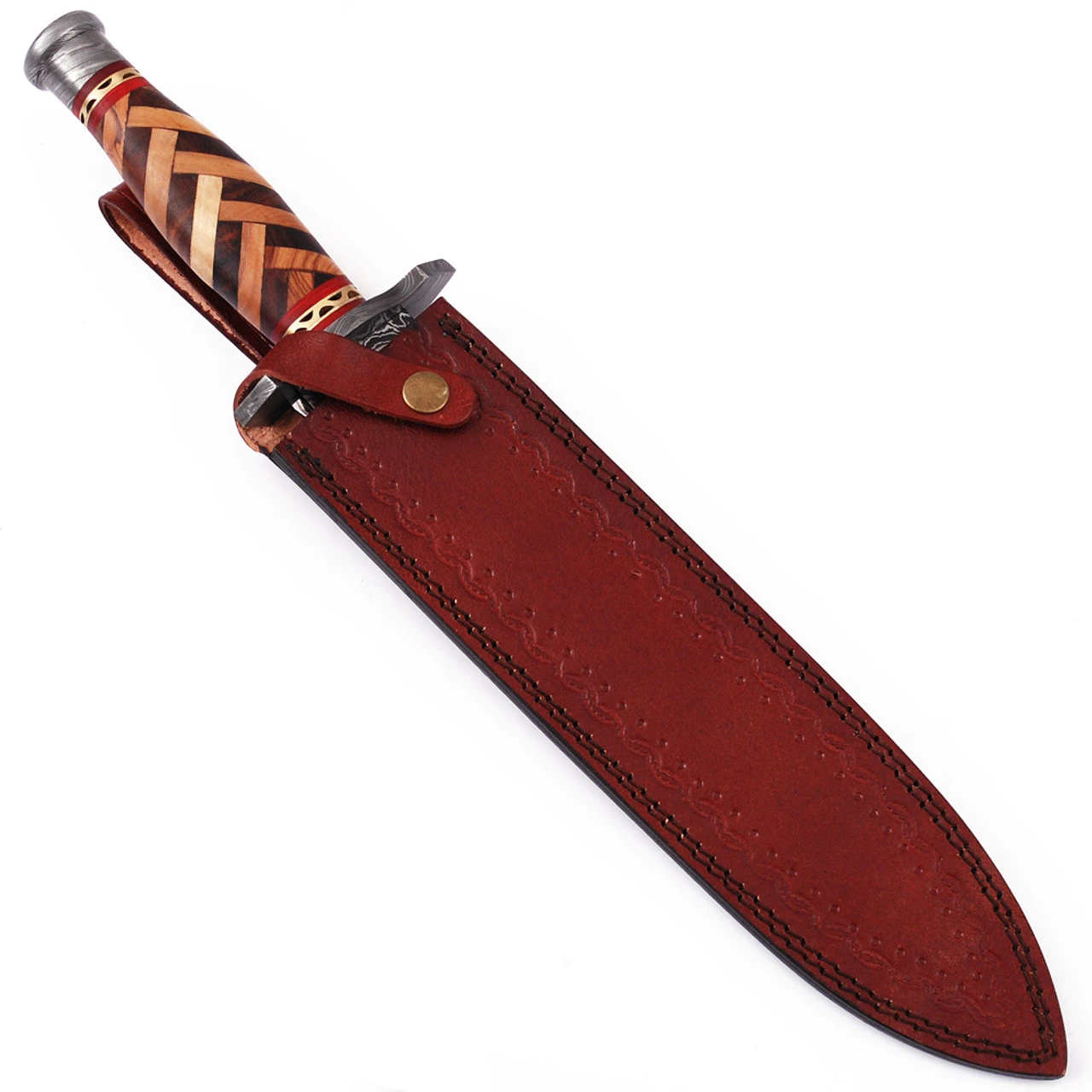 Arabian Nights Damascus Steel Dagger With Leather Sheath 3 Arabian Nights Damascus Steel Dagger With Leather Sheath - Image 3