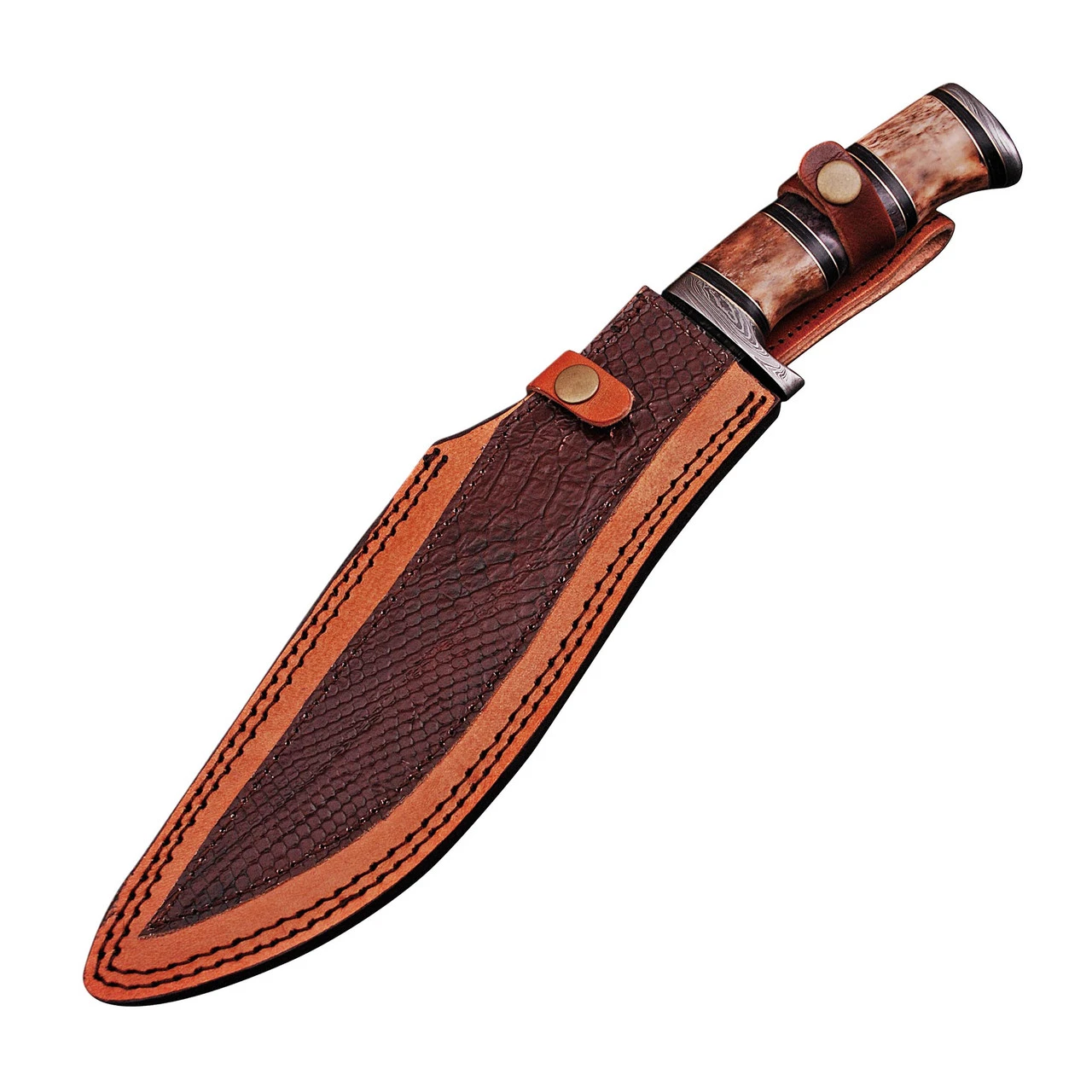 Righteous Victory Damascus Steel Kukri Sawback Machete Hunting Knife With Sheath 4 Righteous Victory Damascus Steel Kukri Sawback Machete Hunting Knife With Sheath - Image 4
