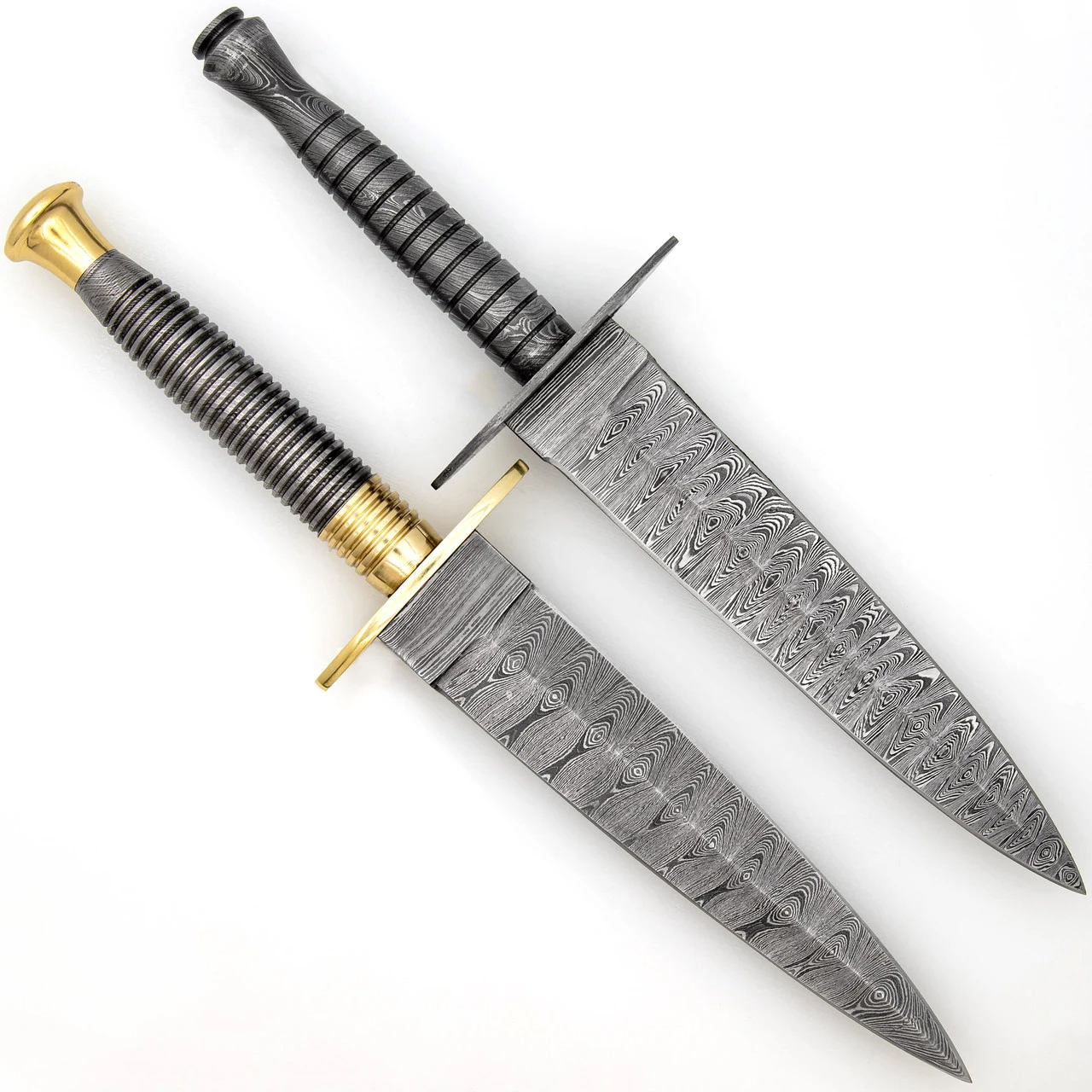 Full Damascus Steel Commando Knife | Pattern Welded Steel Full Tang Replica JSOC Dagger With Leather Sheath 2 Full Damascus Steel Commando Knife | Pattern Welded Steel Full Tang Replica JSOC Dagger With Leather Sheath - Image 2