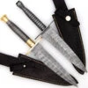 Full Damascus Steel Commando Knife | Pattern Welded Steel Full Tang Replica JSOC Dagger With Leather Sheath