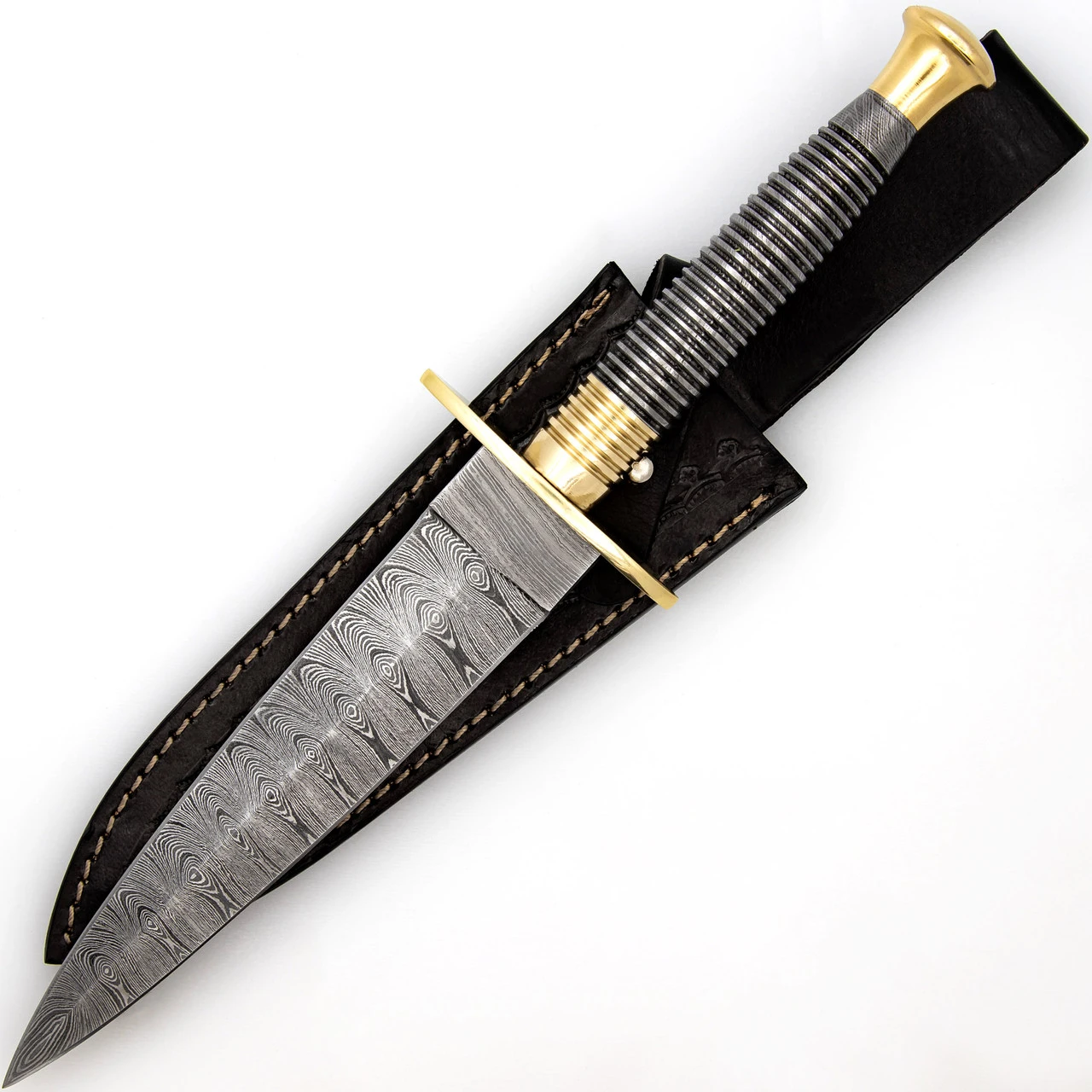 Full Damascus Steel Commando Knife | Pattern Welded Steel Full Tang Replica JSOC Dagger With Leather Sheath 4 Full Damascus Steel Commando Knife | Pattern Welded Steel Full Tang Replica JSOC Dagger With Leather Sheath - Image 4