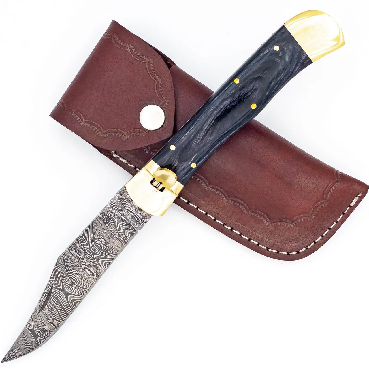 Rappel Down Automatic Large Damascus XL Lever Lock Clip Point Switchblade Knife 1 Rappel Down Automatic Large Damascus XL Lever Lock Clip Point Switchblade Knife