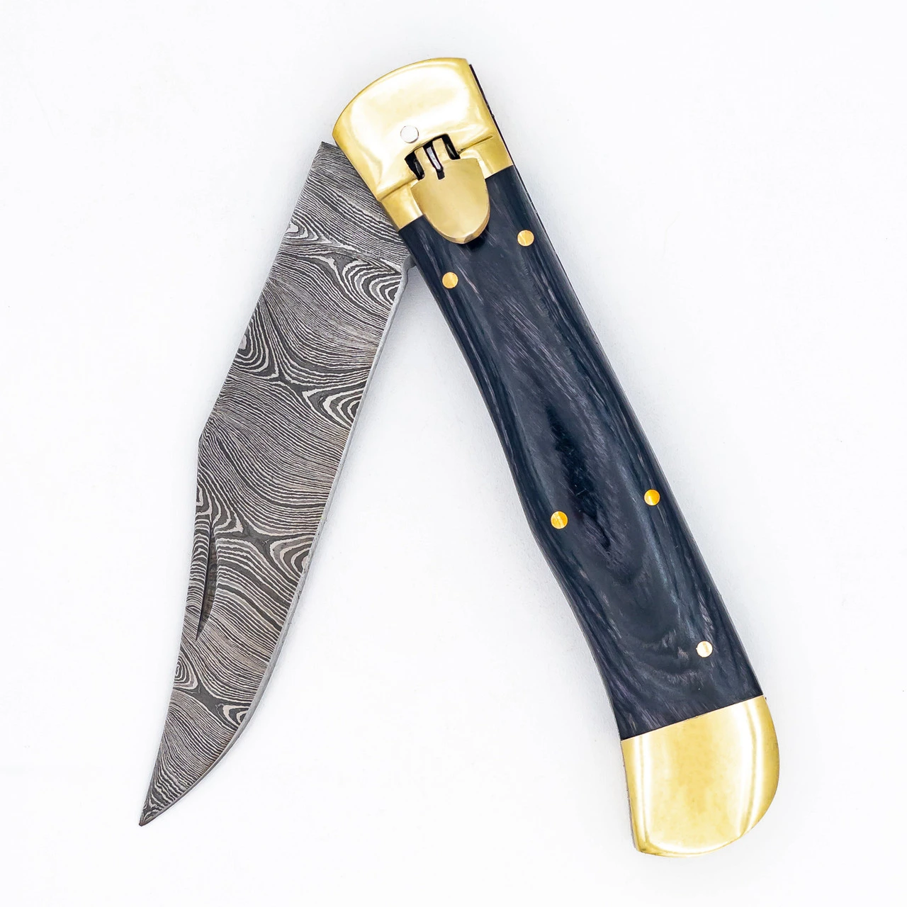 Rappel Down Automatic Large Damascus XL Lever Lock Clip Point Switchblade Knife 2 Rappel Down Automatic Large Damascus XL Lever Lock Clip Point Switchblade Knife - Image 2
