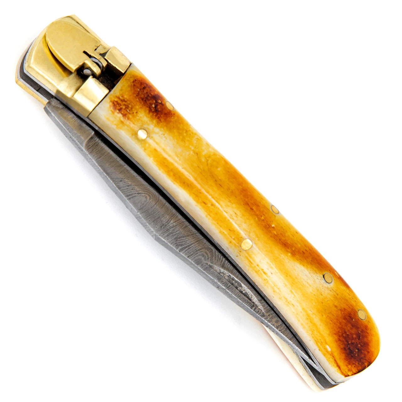 Ashen Reflex Clip Point Automatic Damascus Lever Lock Knife 3 Ashen Reflex Clip Point Automatic Damascus Lever Lock Knife - Image 3