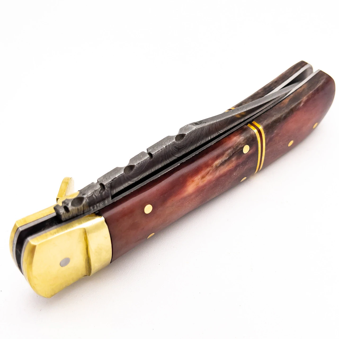 Bleeding Sky Damascus Clip Point Automatic Switchblade Lever Lock Knife 6 Bleeding Sky Damascus Clip Point Automatic Switchblade Lever Lock Knife - Image 6