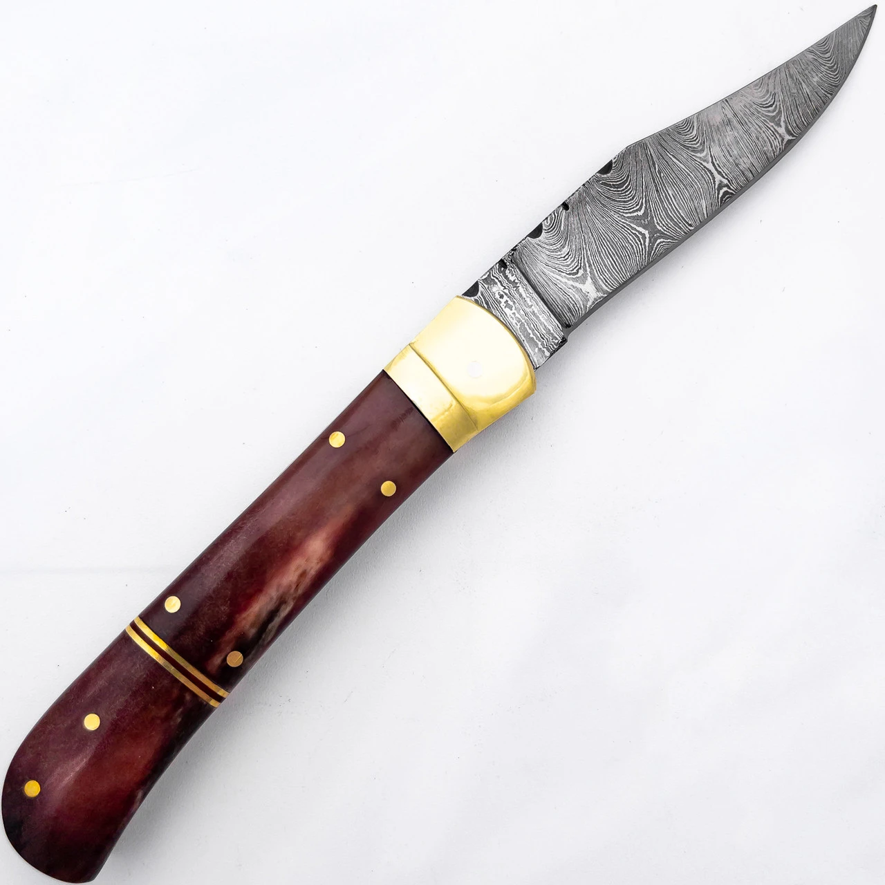 Bleeding Sky Damascus Clip Point Automatic Switchblade Lever Lock Knife 3 Bleeding Sky Damascus Clip Point Automatic Switchblade Lever Lock Knife - Image 3