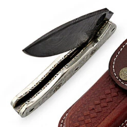 Chrysanthemum Damascus Folding Pocket Knife