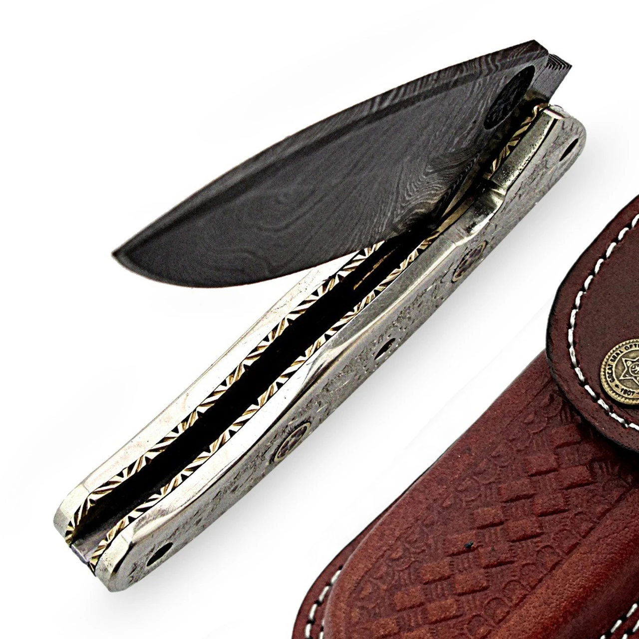 Chrysanthemum Damascus Folding Pocket Knife 1 Chrysanthemum Damascus Folding Pocket Knife