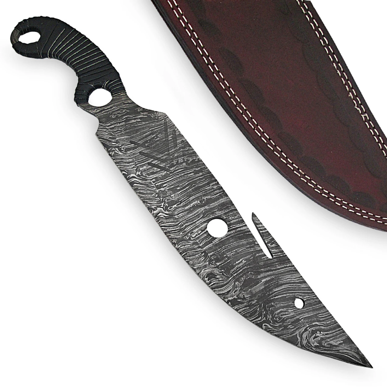 Sumatran Tiger Full Tang Damascus Steel Gut Hook Machete Hunting Knife 2 Sumatran Tiger Full Tang Damascus Steel Gut Hook Machete Hunting Knife - Image 2