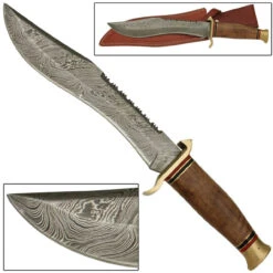 Buffalothorn Damascus Hunting Knife With Sienna Sheath 7 Buffalothorn Damascus Hunting Knife With Sienna Sheath -Daggers Store DM60 07563.1564502236