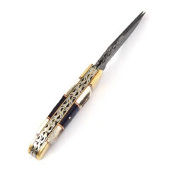 Double Blade Guild Stag Damascus Steel Pocket Knife | Buffalo Horn Insert | 8 Double Blade Guild Stag Damascus Steel Pocket Knife | Buffalo Horn Insert | -Daggers Store DM88BF 75367.1642793814