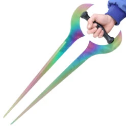 Forked Titanium Color Metal Sword 7 Forked Titanium Color Metal Sword -Daggers Store EM0043R 43086.1564501069